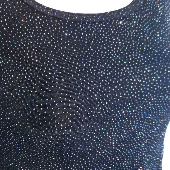 XOXO Shirt Vintage Sparkles Short Sleeve Scoop Neck Black Womens Size small - Picture 3 of 14